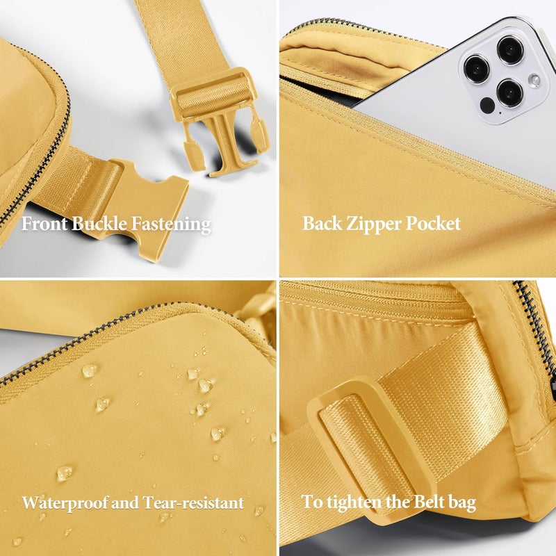 ODODOS Unisex Mini Belt Bag with Adjustable Strap Small Fanny Pack for Workout Running Traveling Hiking, Buff Yellow - Image 5